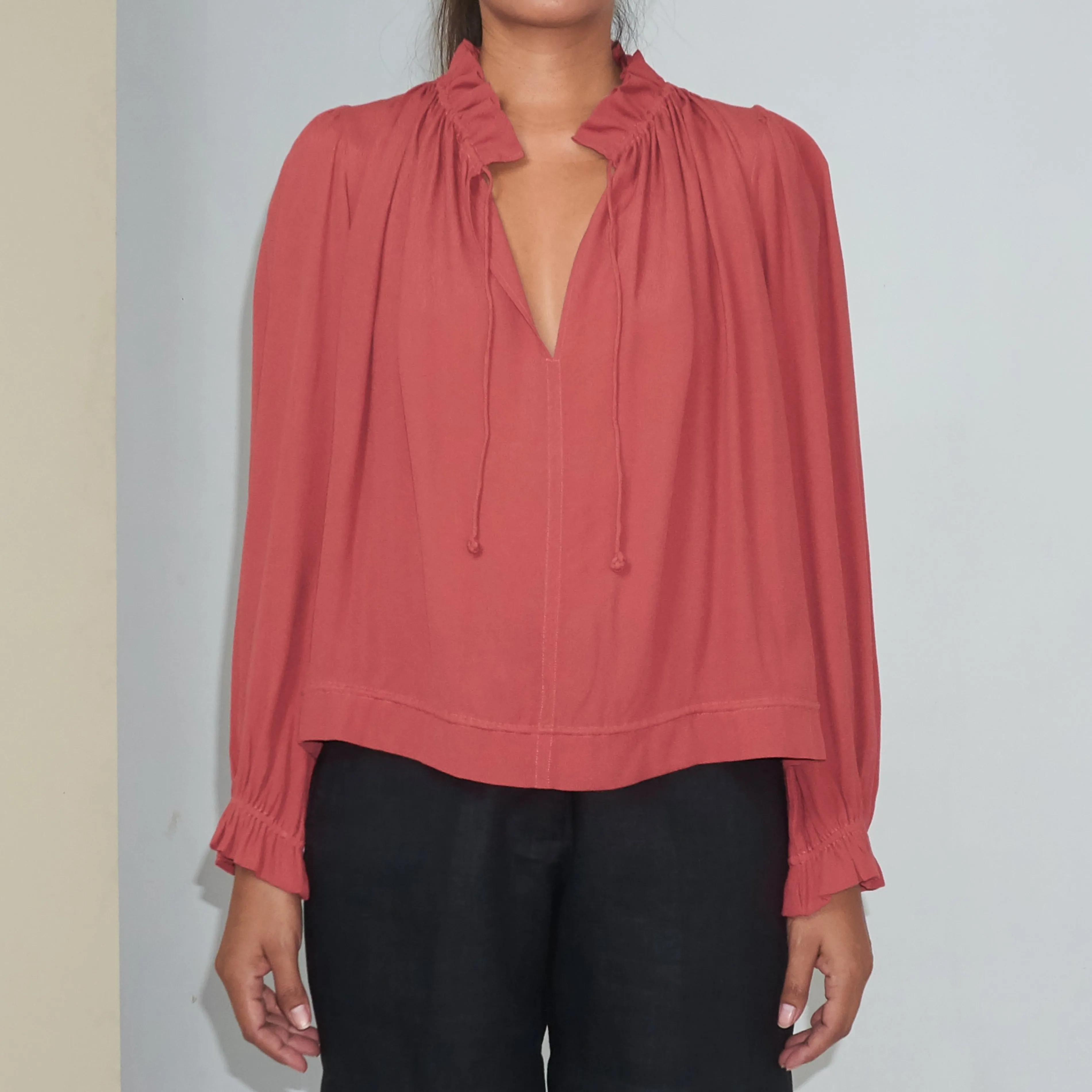 KATY BLOUSE - Rayon Fujette Crepe | Dusty Rose