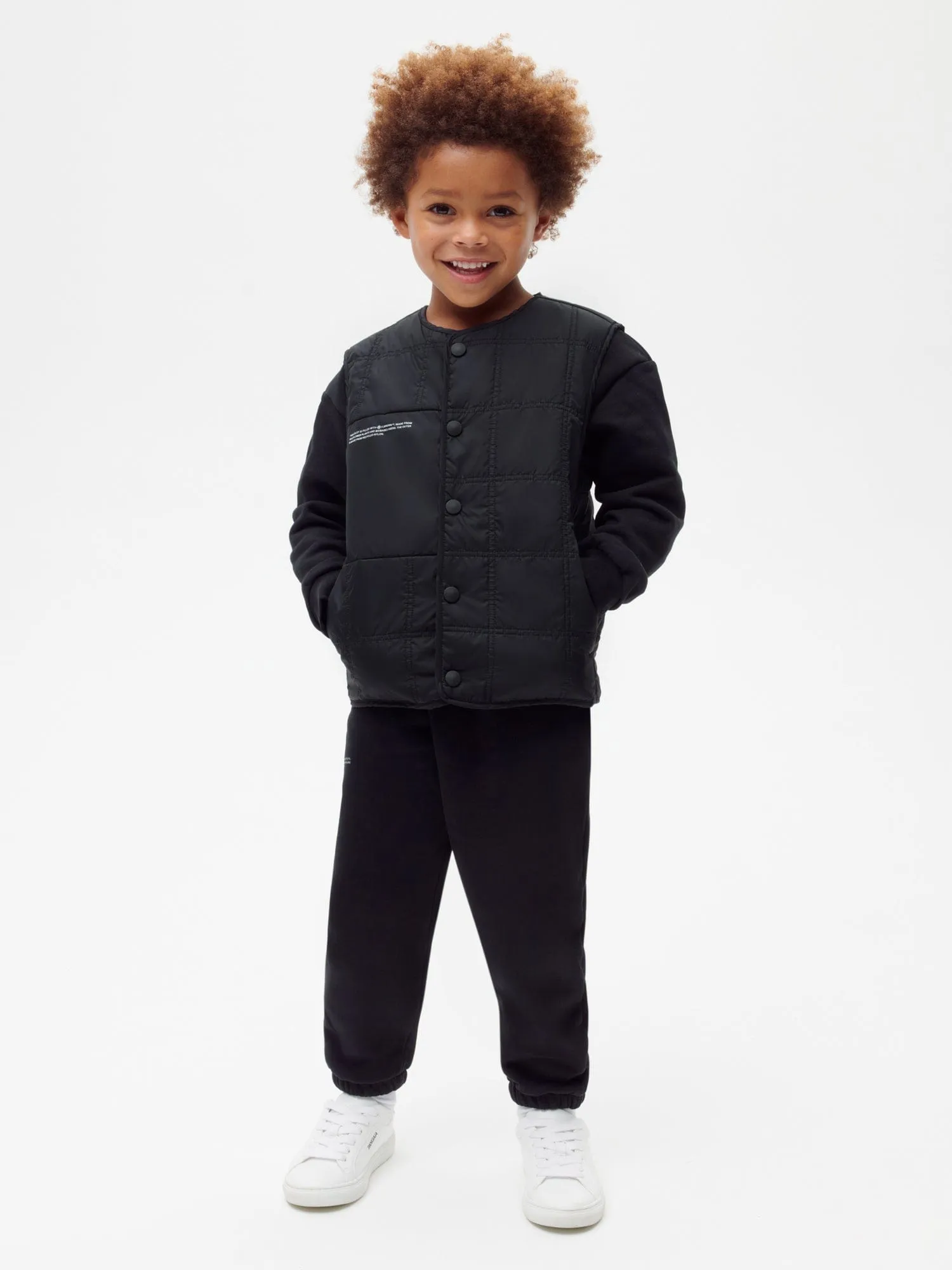Kid's Flower-Warmth Quilted Gilet—black