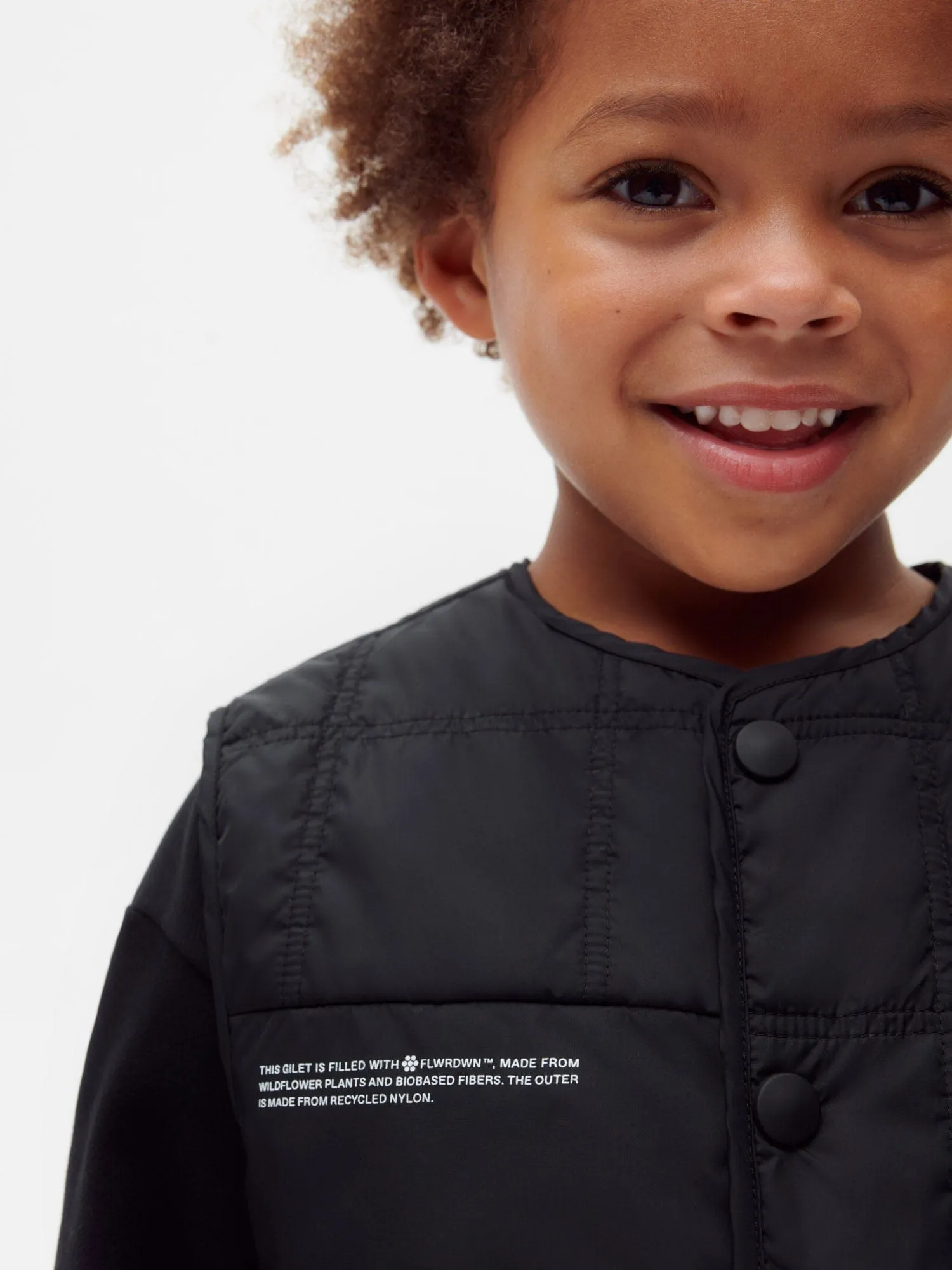 Kid's Flower-Warmth Quilted Gilet—black