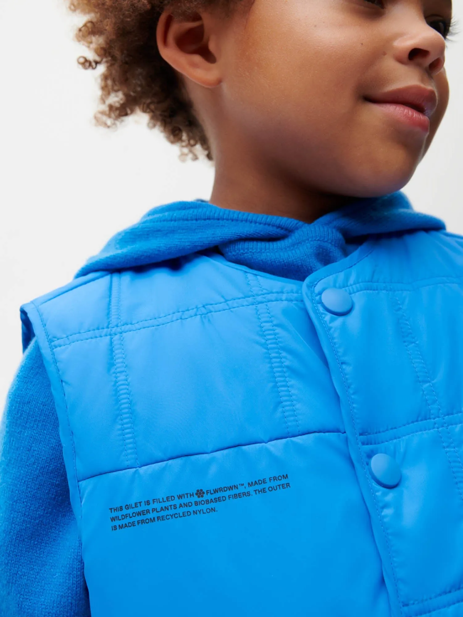 Kid's Flower-Warmth Quilted Gilet—cerulean blue