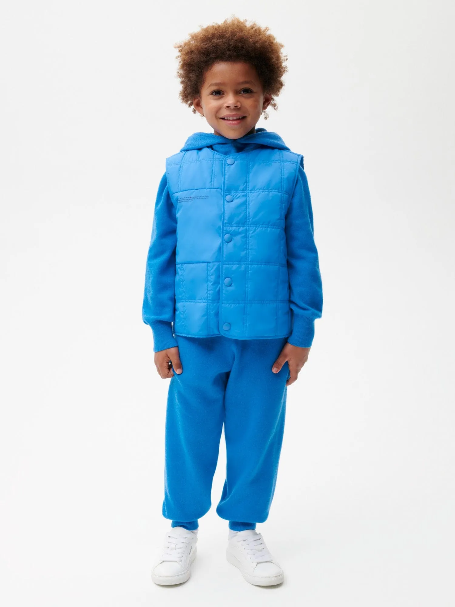 Kid's Flower-Warmth Quilted Gilet—cerulean blue