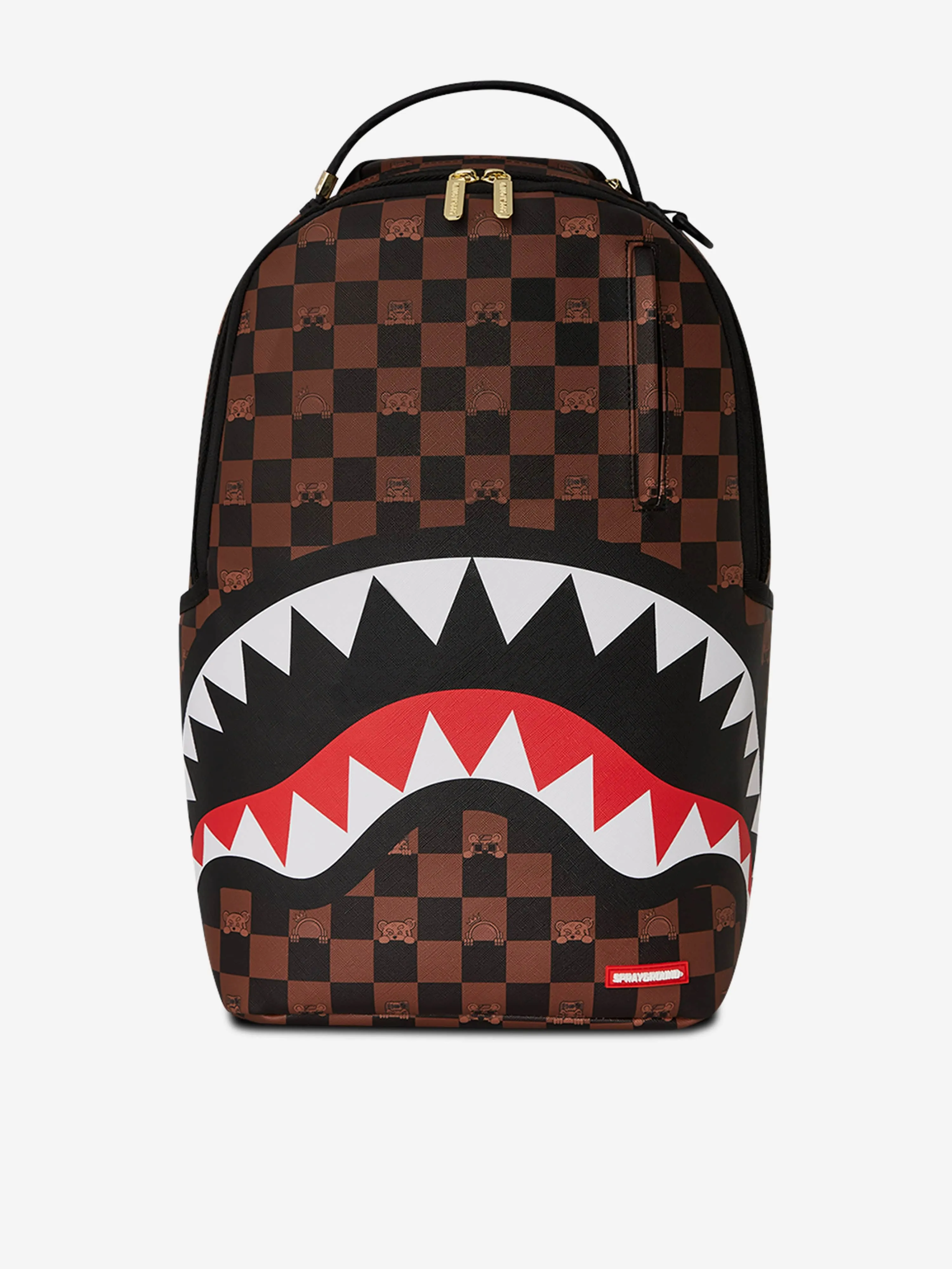 Kids Peeking Character Check Backpack in Brown (46cm)