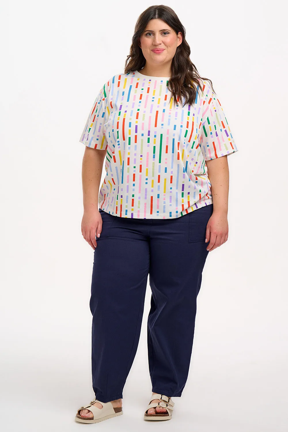 Kinsley Relaxed T-Shirt - Off White. Broken Lines