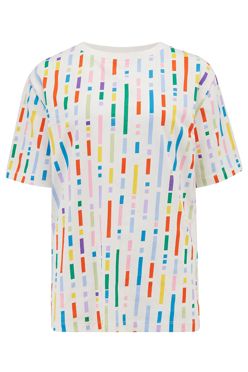 Kinsley Relaxed T-Shirt - Off White. Broken Lines