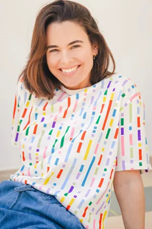 Kinsley Relaxed T-Shirt - Off White. Broken Lines