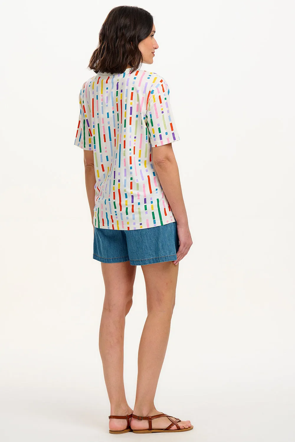 Kinsley Relaxed T-Shirt - Off White. Broken Lines