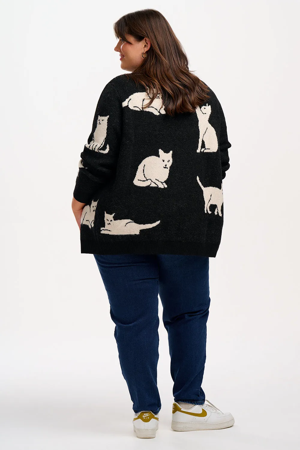 Laura Cardigan - Black. White Cats