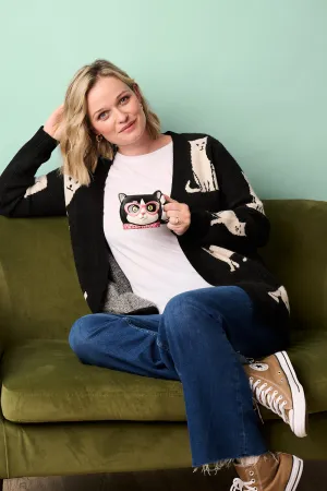 Laura Cardigan - Black. White Cats