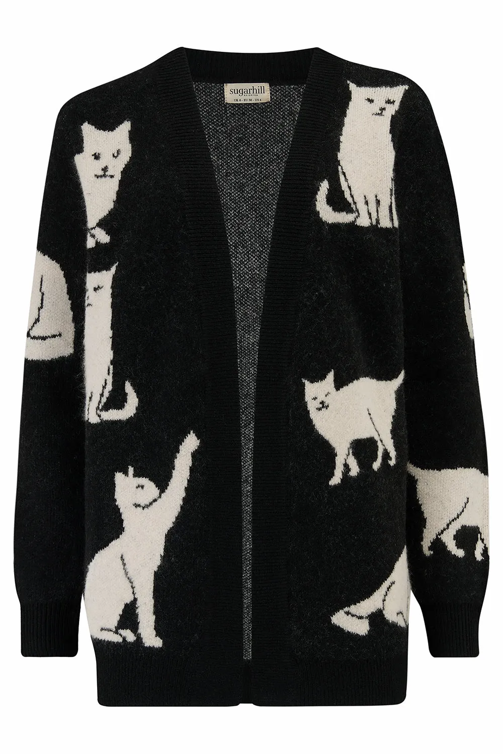 Laura Cardigan - Black. White Cats
