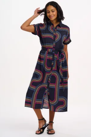 Leigh Midi Shirt Dress - Black. Retro Racer
