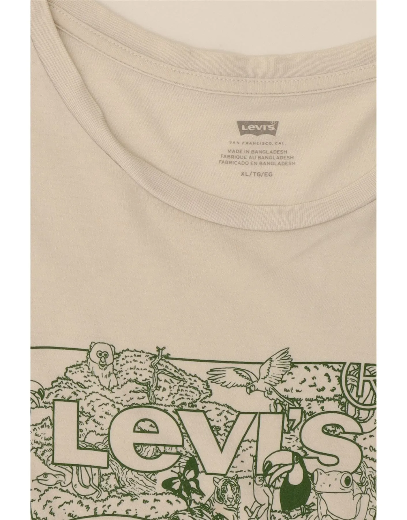 LEVI'S Mens Graphic T-Shirt Top XL Off White Cotton
