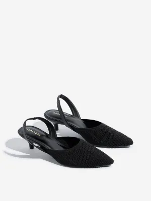 LUNA BLU Black Knitted Kitten Mules