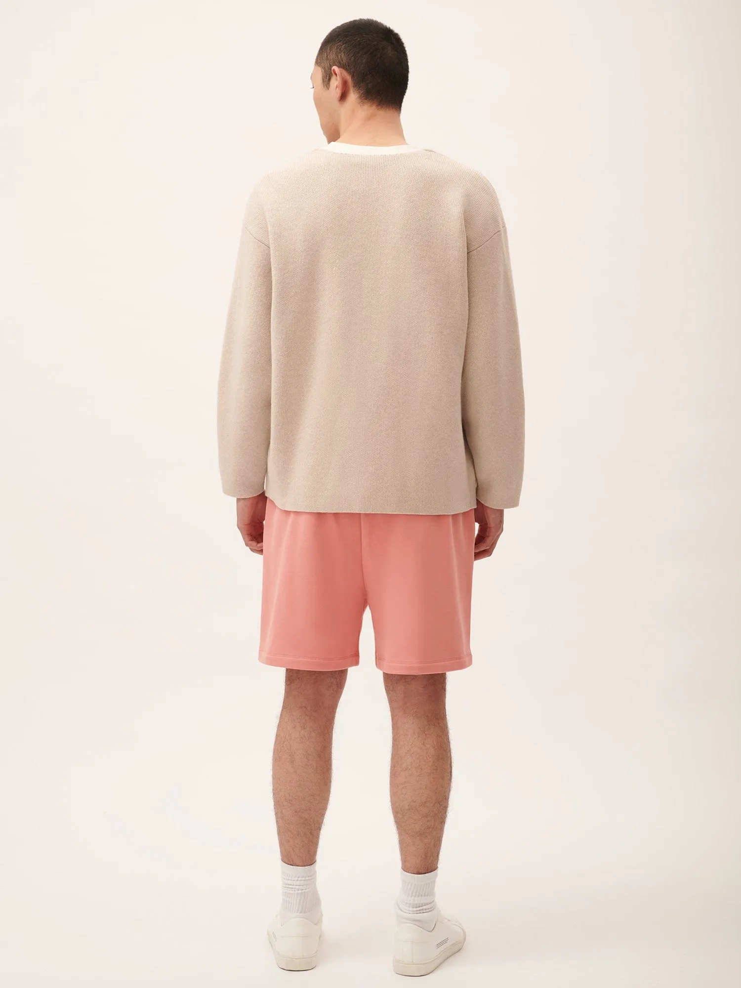 Mens 365 Midweight Mid Length Shorts—Dewy Rose