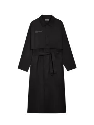 Mens Organic Cotton Trench Coat—black