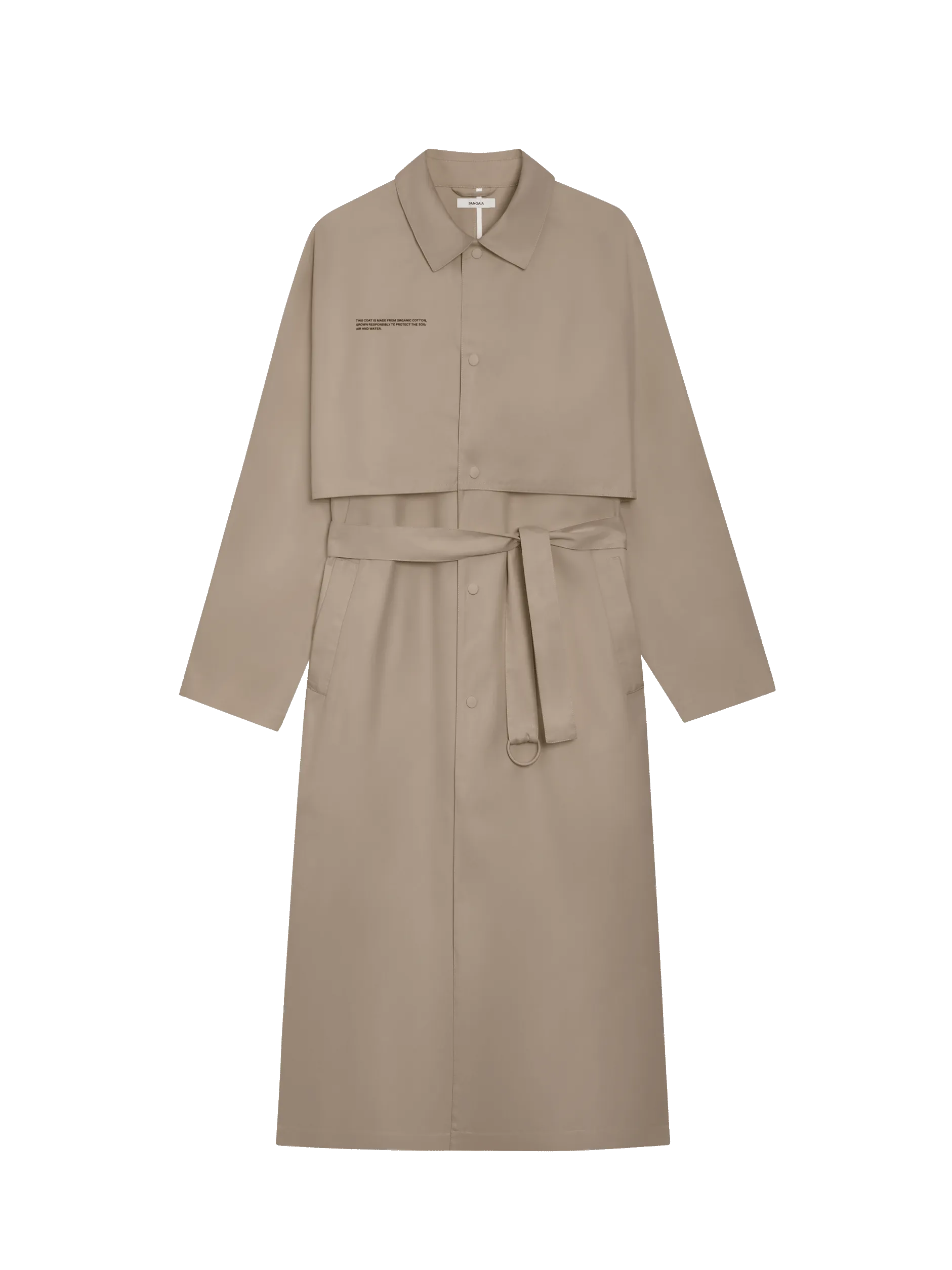 Mens Organic Cotton Trench Coat—taupe