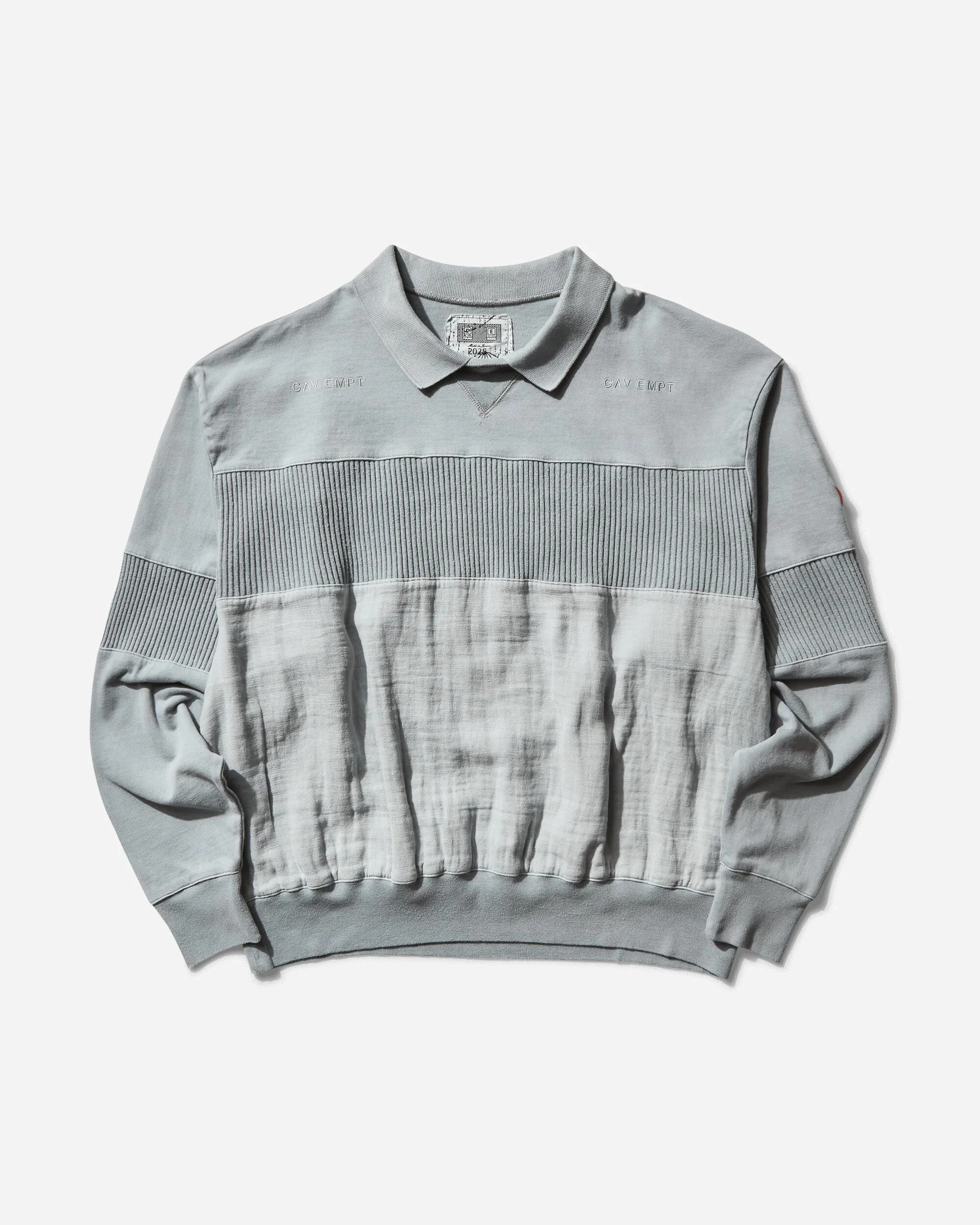 Men's Overdye Collared Light Crewneck Sweatshirt Grey