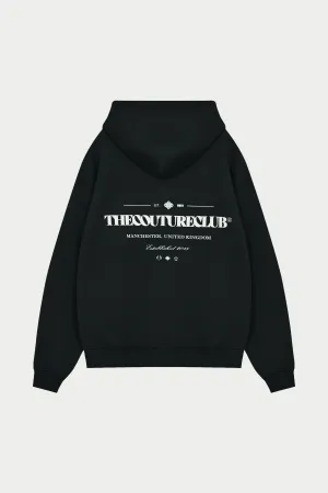 MIXED FONT GRAPHIC HOODIE - BLACK