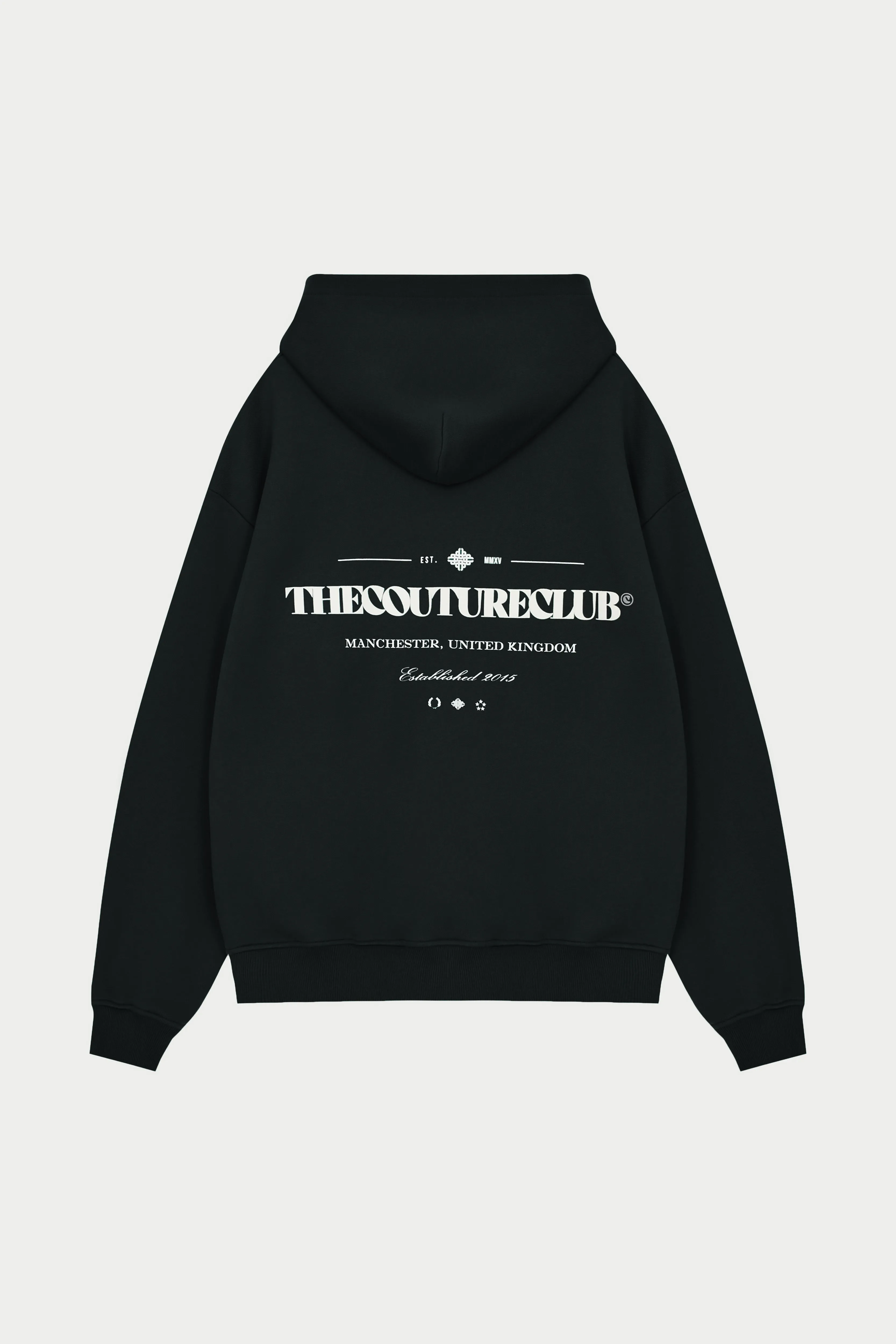 MIXED FONT GRAPHIC HOODIE - BLACK