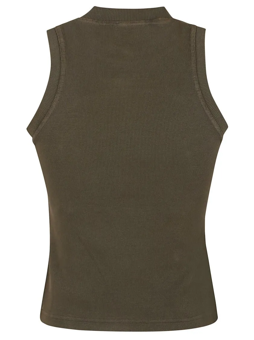 Off Stamp Rib Round Tank Top