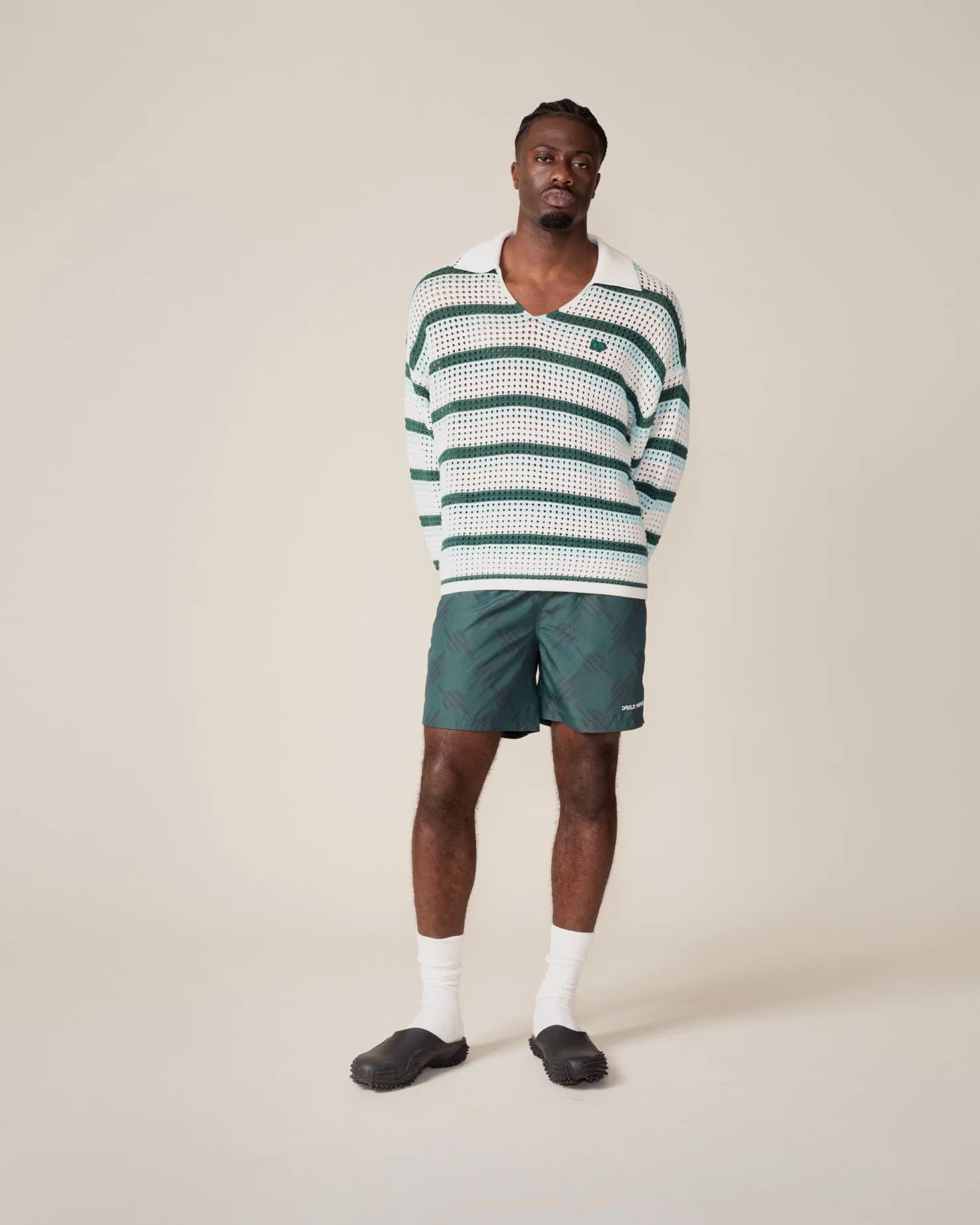 Off White Crochet V-Neck Sweater