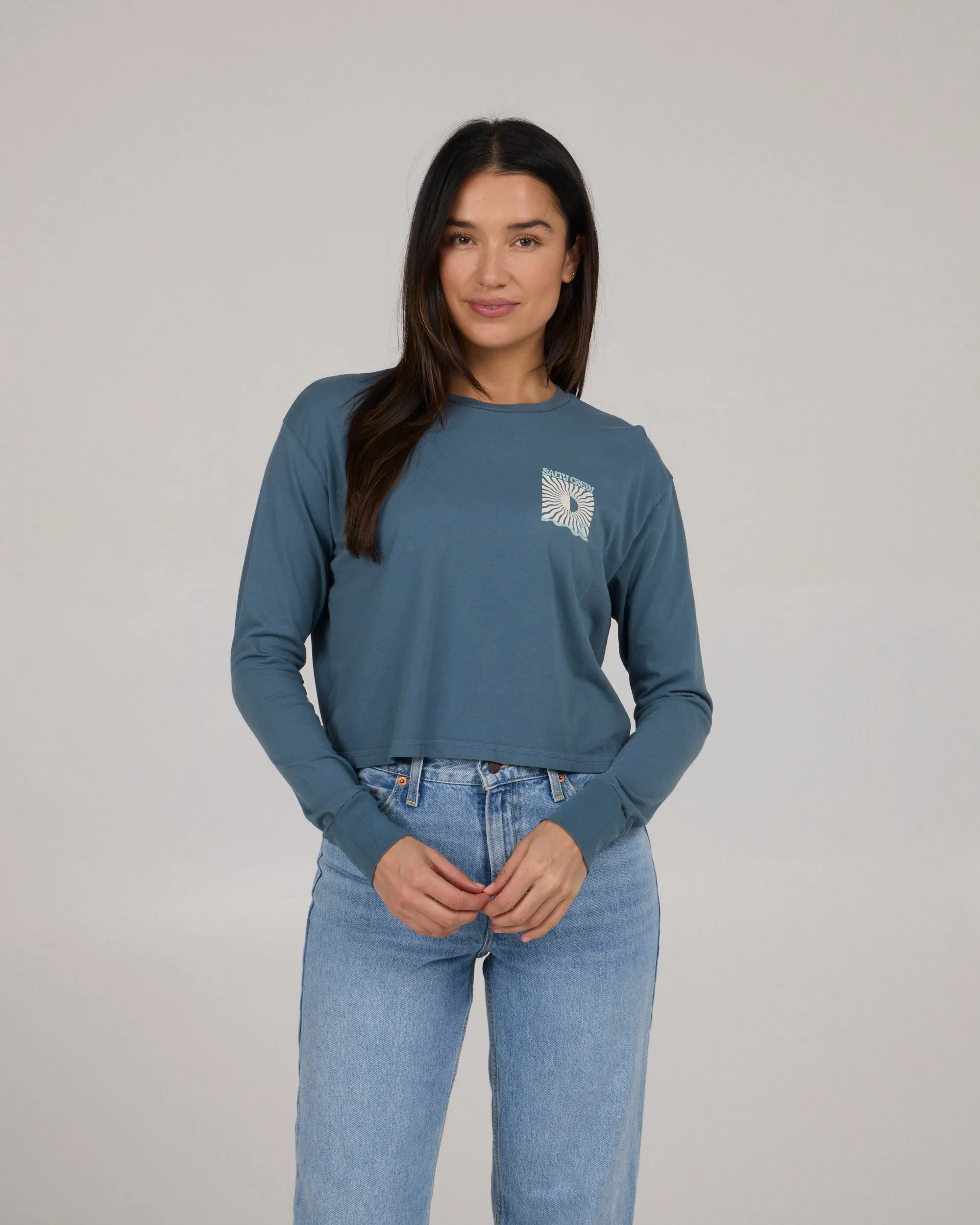 Optic Sea L/S Crop - Fin Blue