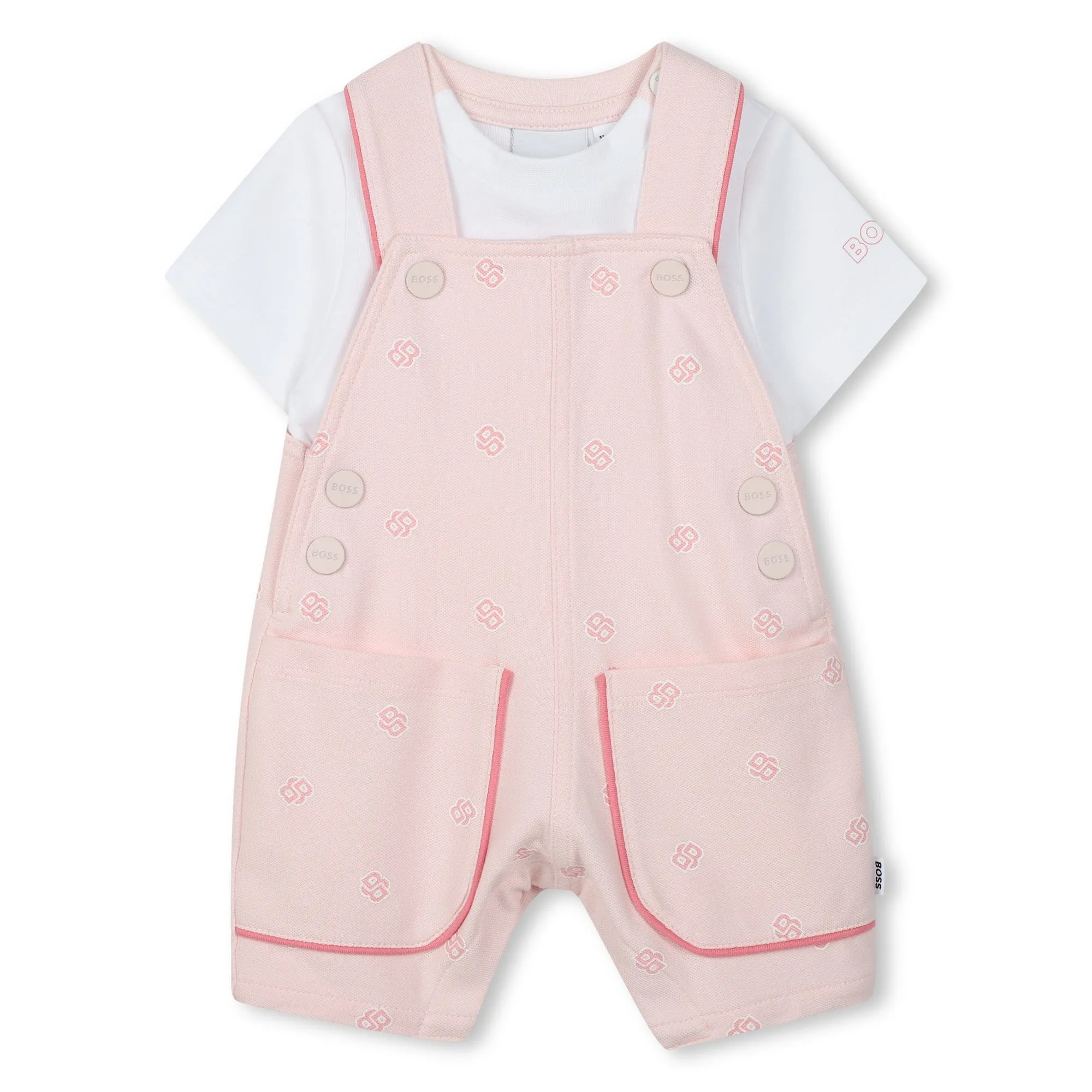 Pale Pink Dungarees T-Shirt Set
