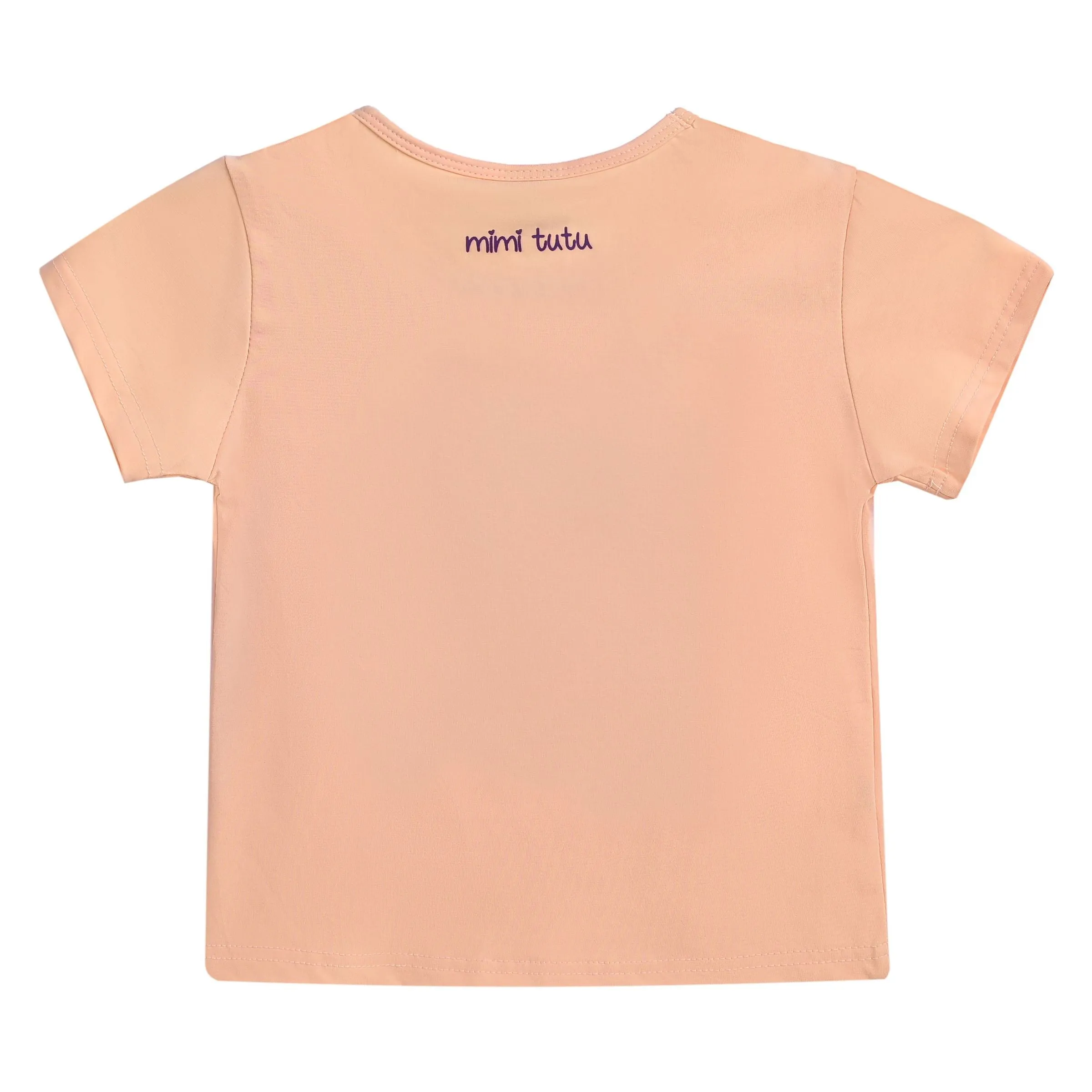 Peach Cat Applique T-Shirt