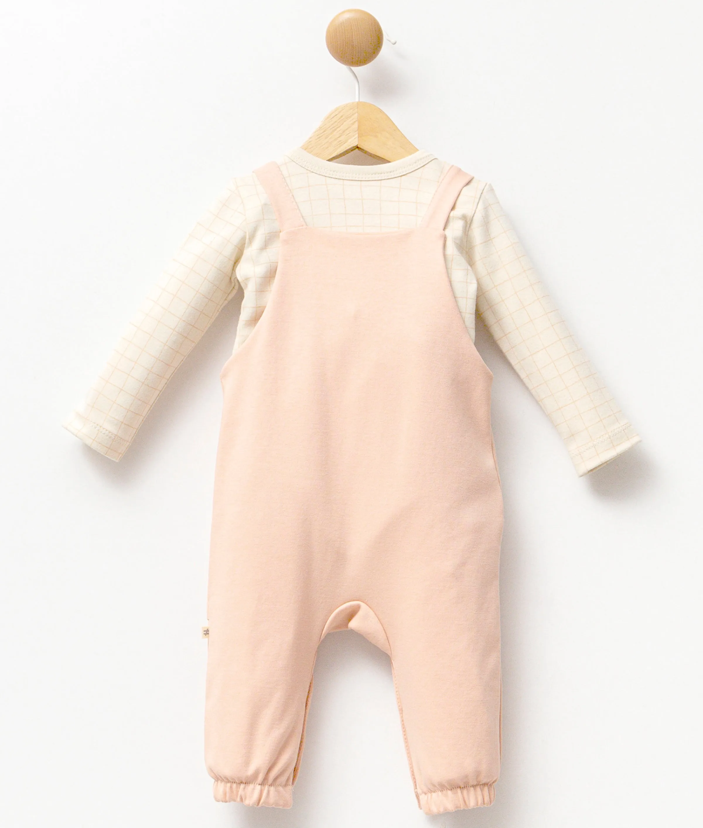Peach Giraffe Overalls Outfit