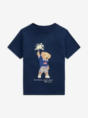 Ralph Lauren Boys Sparkler Polo Bear T-Shirt in Navy