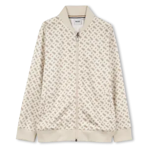Sand Logo Pattern Bomber Jacket