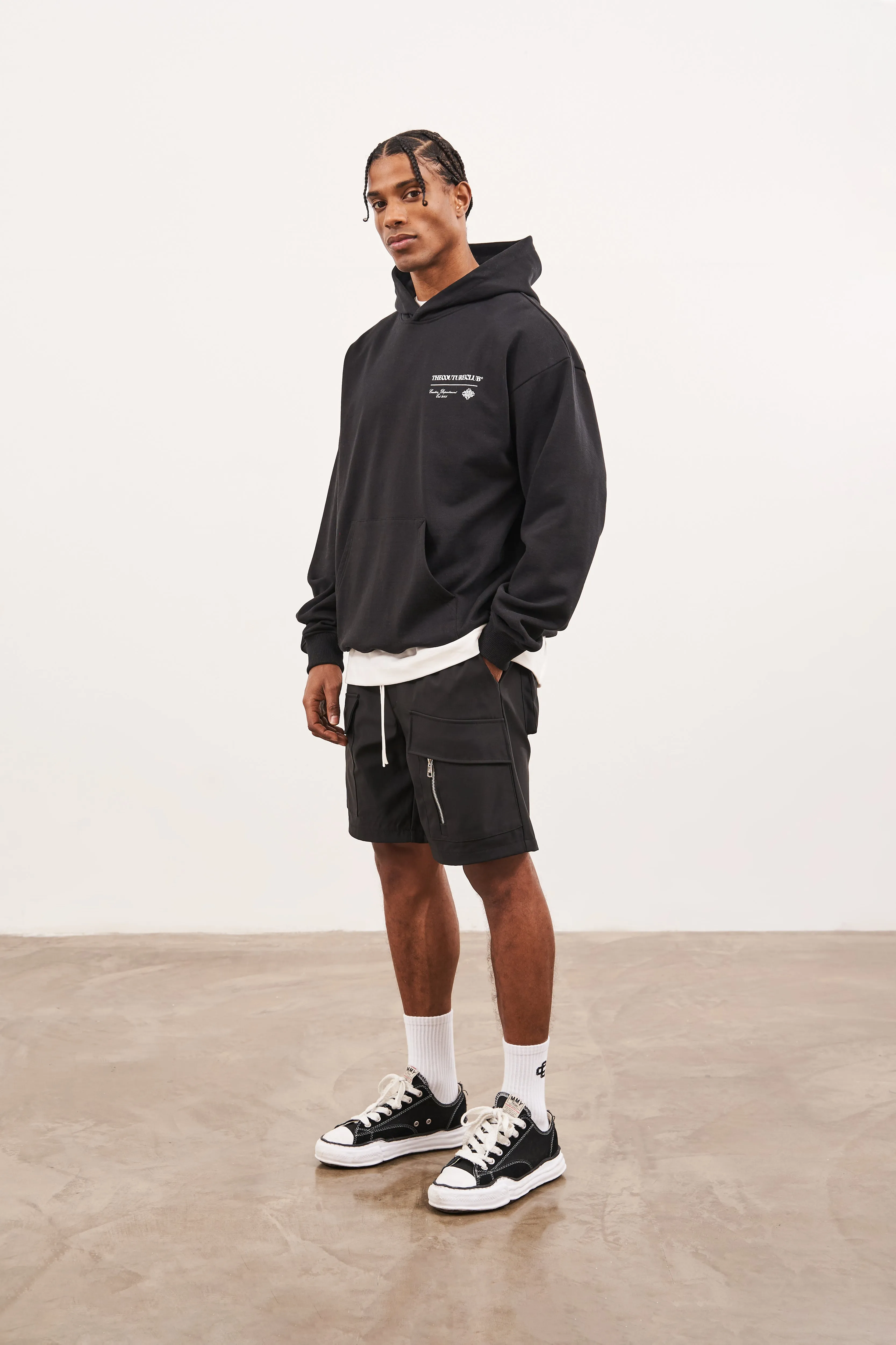 SCRIPT MULTI GRAPHIC HOODIE - BLACK