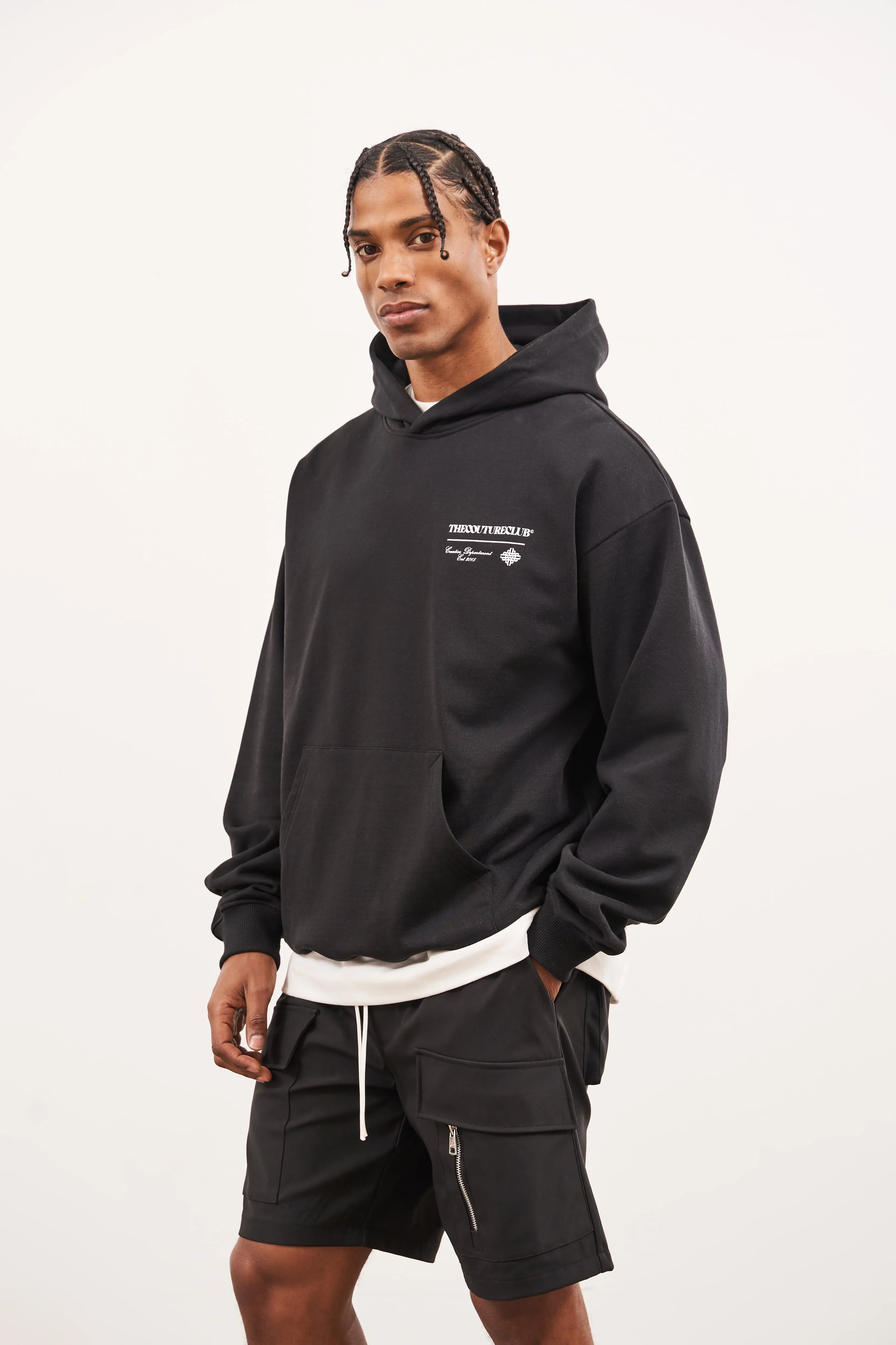 SCRIPT MULTI GRAPHIC HOODIE - BLACK