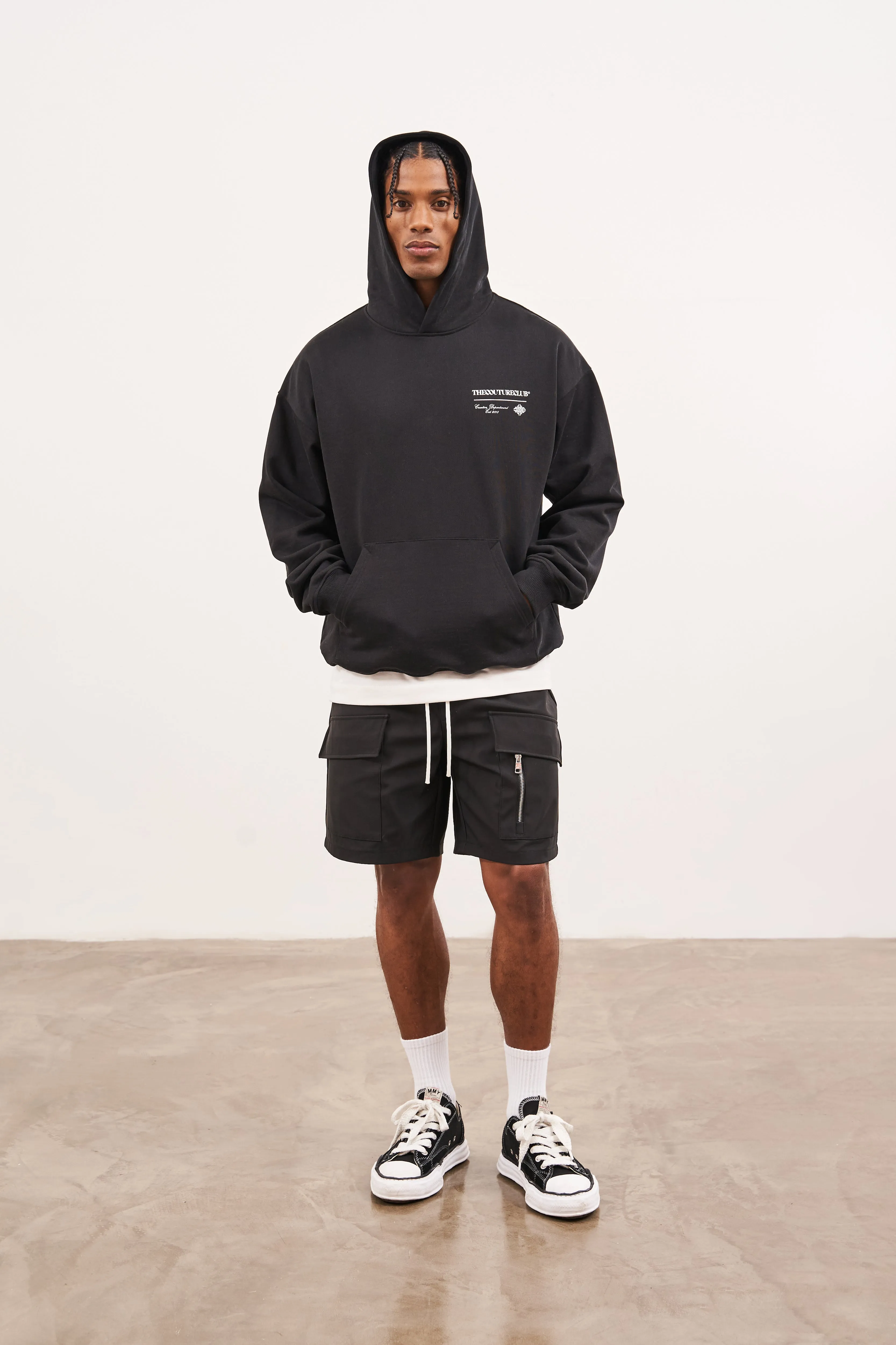 SCRIPT MULTI GRAPHIC HOODIE - BLACK