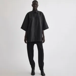 SHORT SLEEVE SHIRT | black technical taffeta