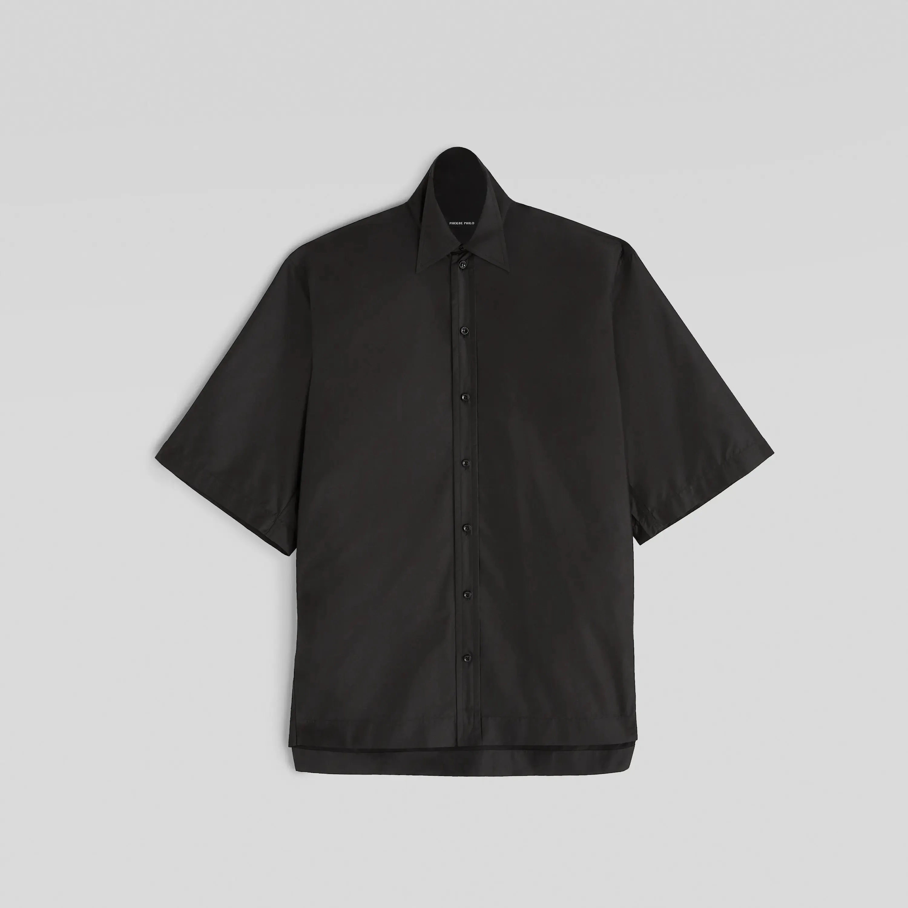 SHORT SLEEVE SHIRT | black technical taffeta