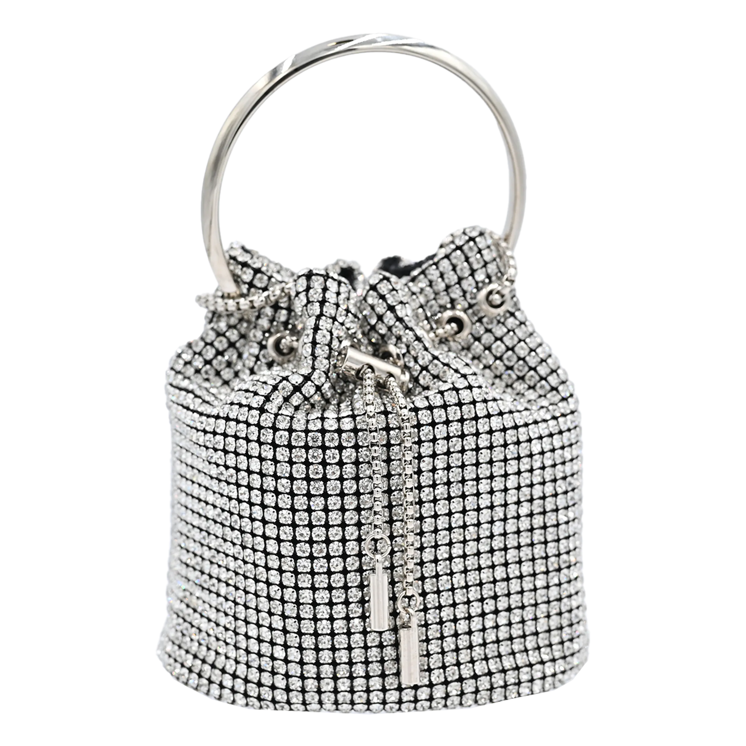 Silver Rhinestone Chain Buckle Purse