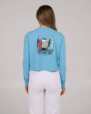 Sip & Sea L/S Crop - Lagoon Blue
