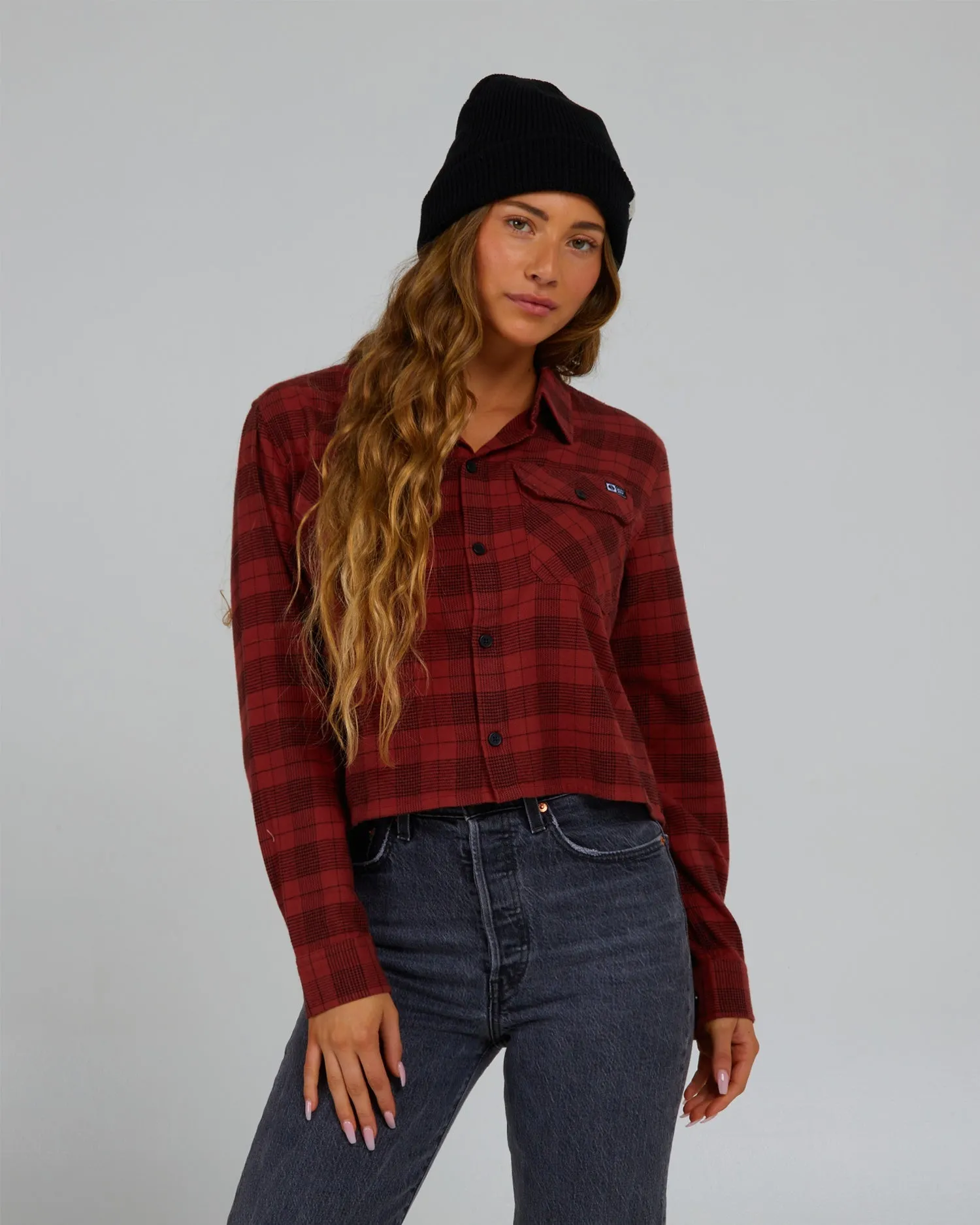 Stay Golden Crop Flannel - Baked Apple