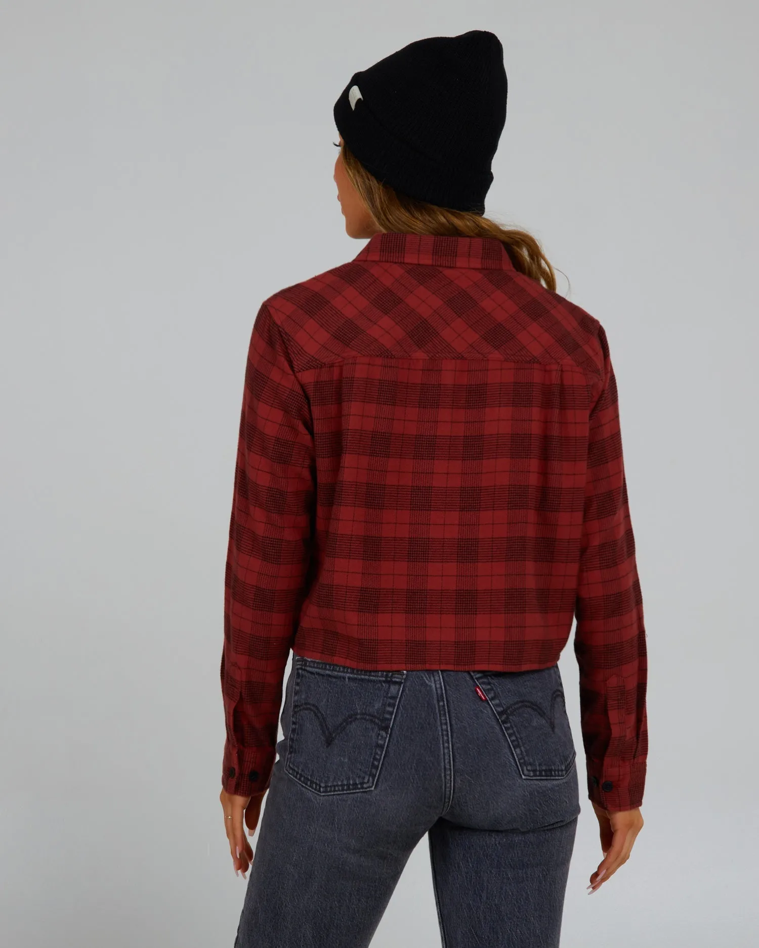Stay Golden Crop Flannel - Baked Apple