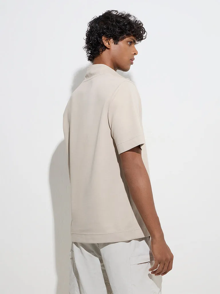 Studiofit Taupe Quarter Zip T-Shirt