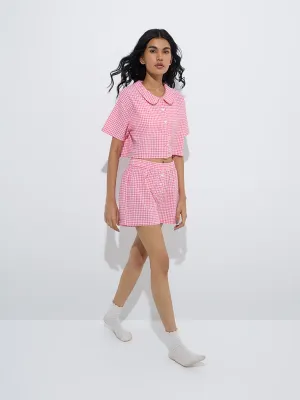 Superstar Pink Gingham Checkered Cotton Shirt