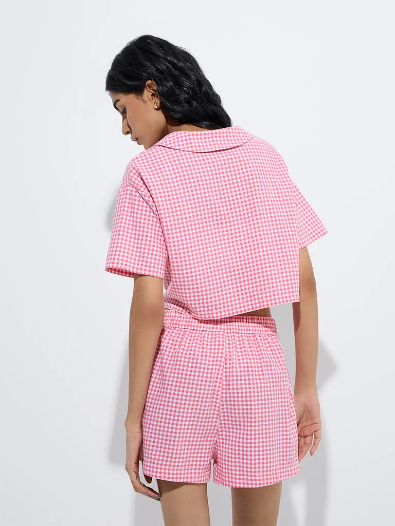 Superstar Pink Gingham Checkered Cotton Shirt