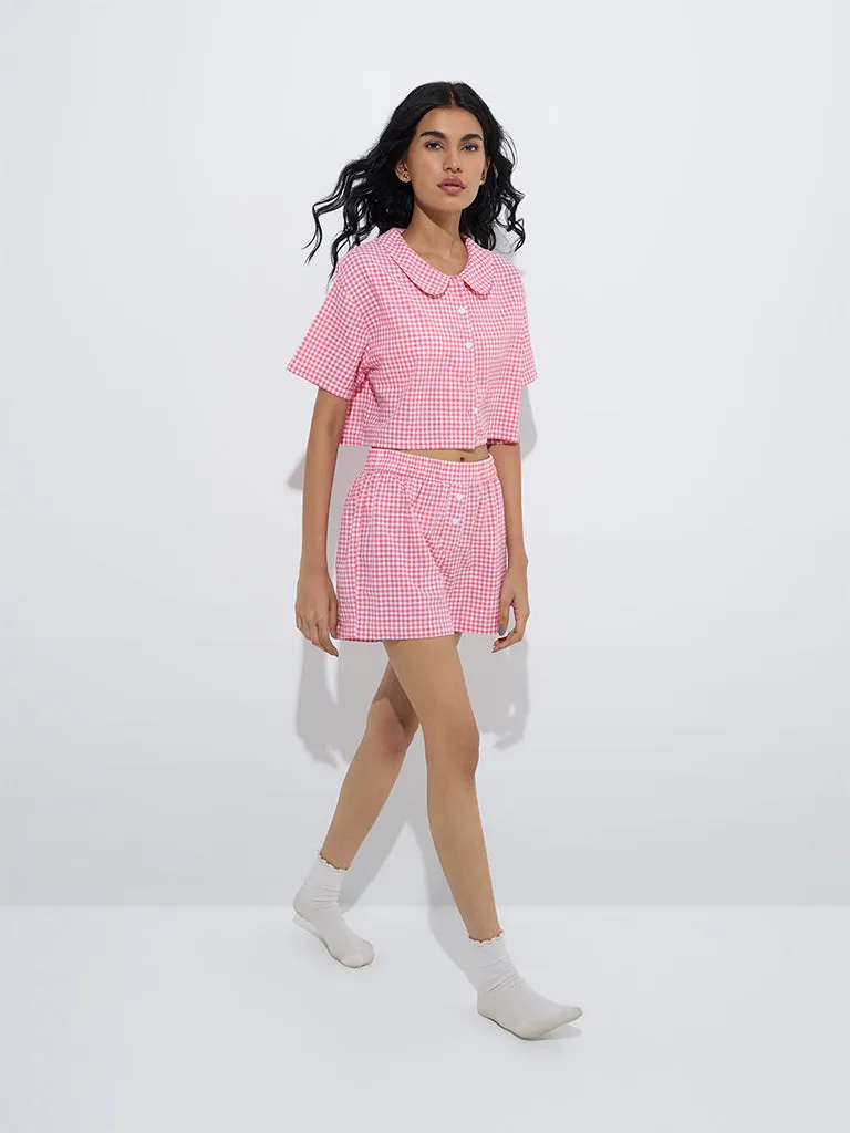 Superstar Pink Gingham Checkered Cotton Shirt