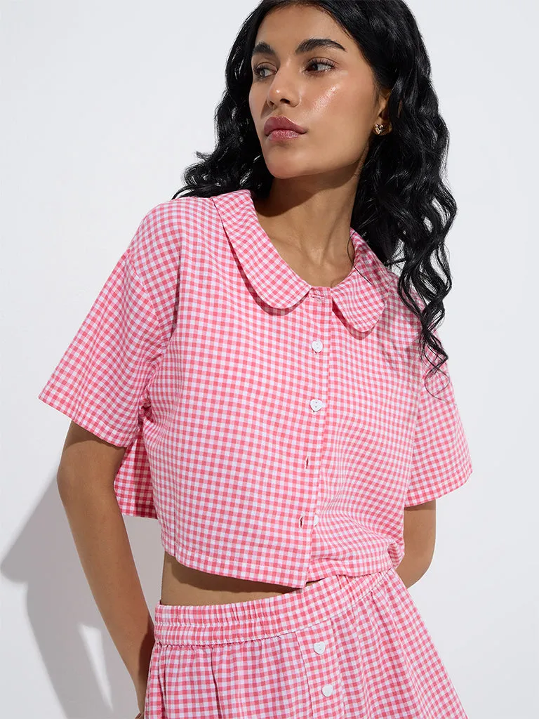 Superstar Pink Gingham Checkered Cotton Shirt