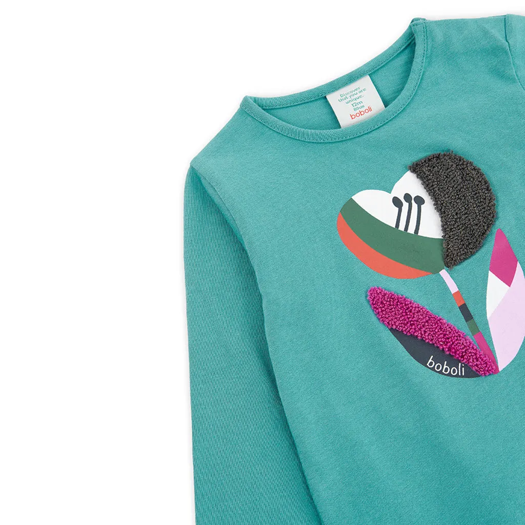 Teal Blue Tulip Graphic T-Shirt