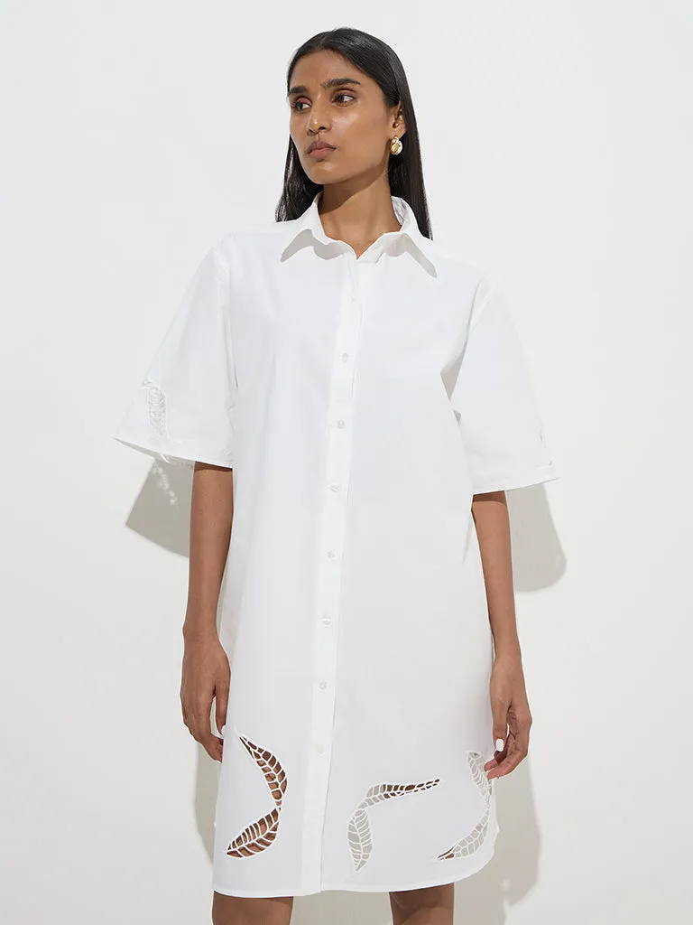 Wardrobe White Leaf Design Shirt Dress