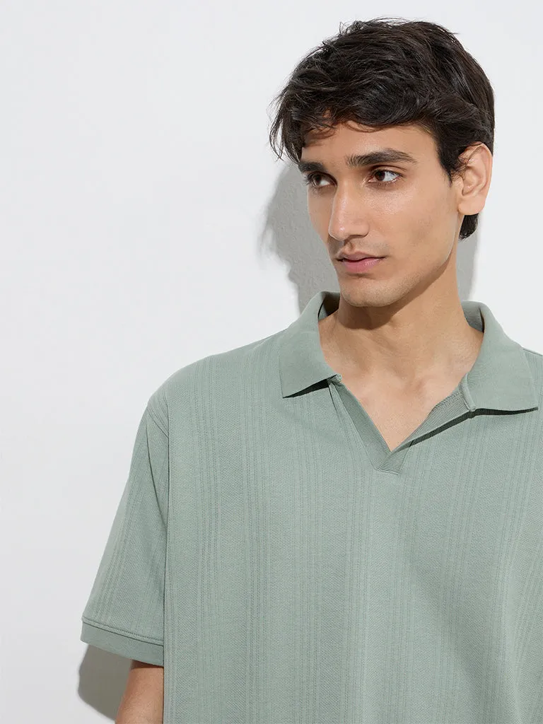 WES Casuals Sage Relaxed-Fit Cotton-Blend Polo T-Shirt
