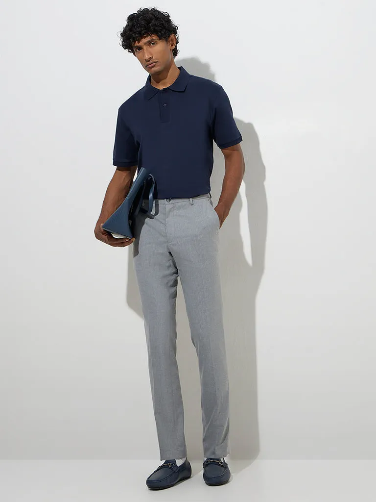 WES Formals Navy Slim-Fit Cotton Polo T-Shirt