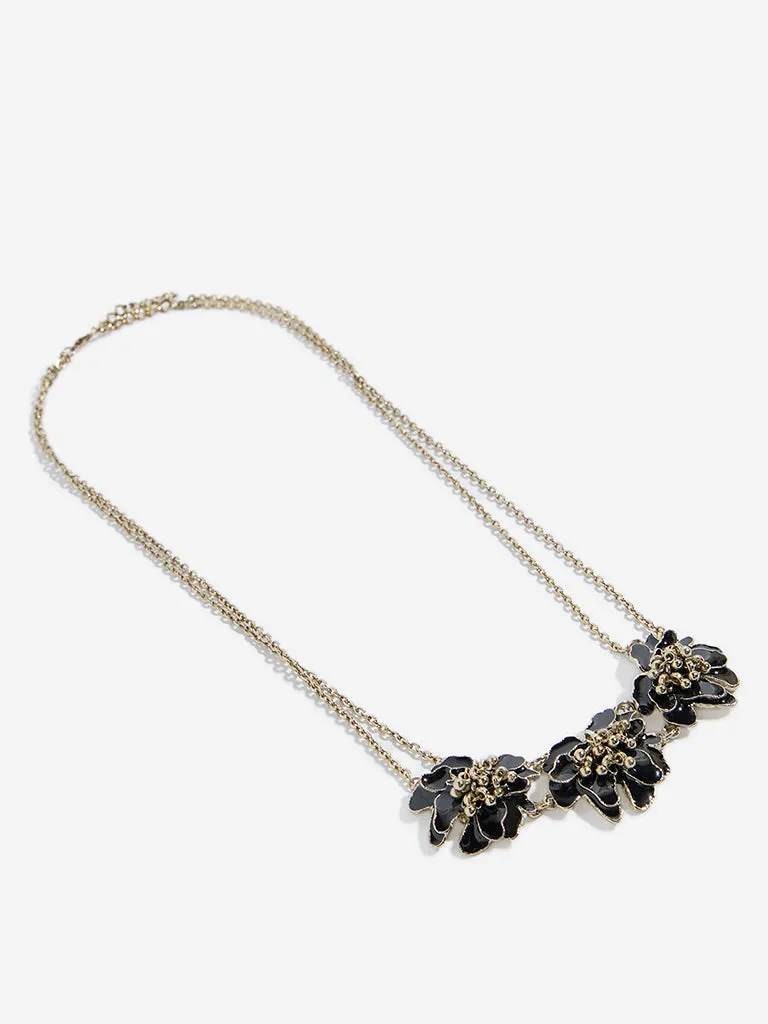Westside Accessories Black Floral Statement Necklace