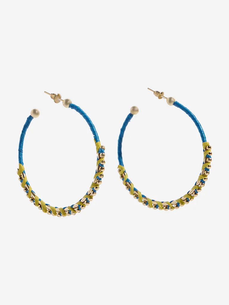 Westside Accessories Blue Threadwork Hoop Earrings